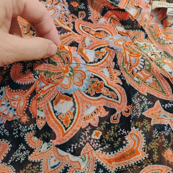 Jones New York Black and Pink Paisley Sheet Button Down Shirt - Picture 9 of 12